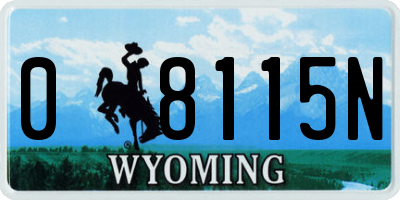 WY license plate 08115N