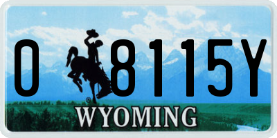 WY license plate 08115Y