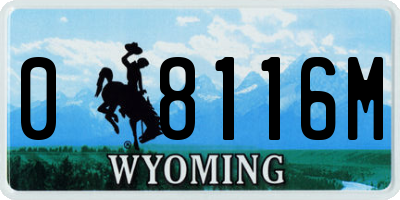 WY license plate 08116M
