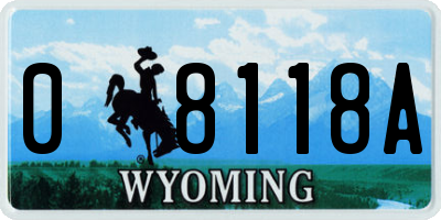 WY license plate 08118A