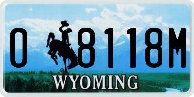 WY license plate 08118M