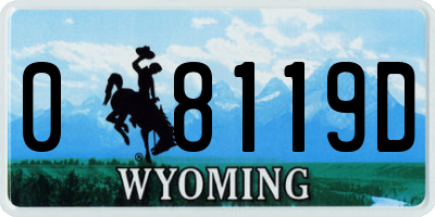 WY license plate 08119D