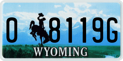 WY license plate 08119G