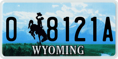 WY license plate 08121A