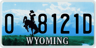 WY license plate 08121D
