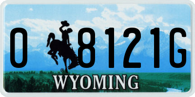 WY license plate 08121G