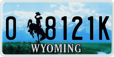 WY license plate 08121K