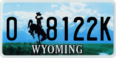 WY license plate 08122K