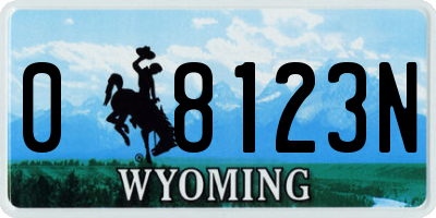 WY license plate 08123N