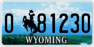 WY license plate 08123O