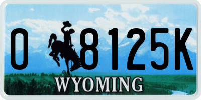 WY license plate 08125K