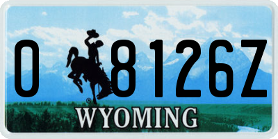 WY license plate 08126Z