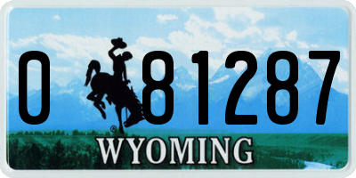WY license plate 081287