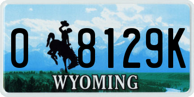 WY license plate 08129K