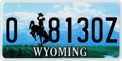 WY license plate 08130Z
