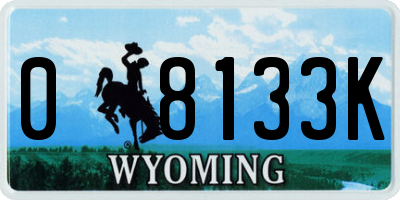 WY license plate 08133K