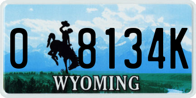 WY license plate 08134K