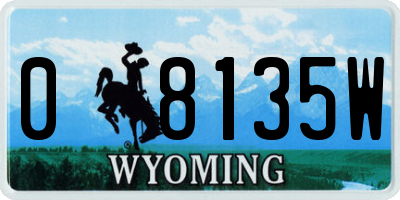 WY license plate 08135W