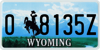 WY license plate 08135Z