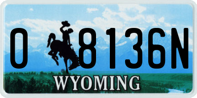 WY license plate 08136N