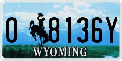 WY license plate 08136Y