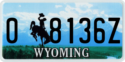 WY license plate 08136Z