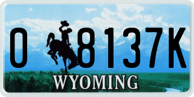 WY license plate 08137K