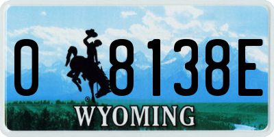 WY license plate 08138E