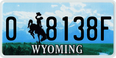 WY license plate 08138F