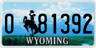 WY license plate 081392