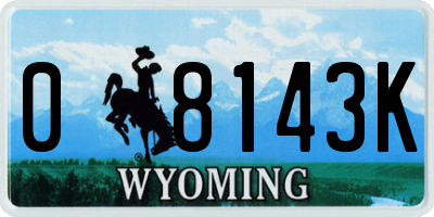 WY license plate 08143K