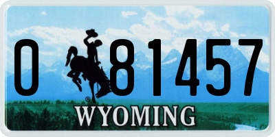 WY license plate 081457