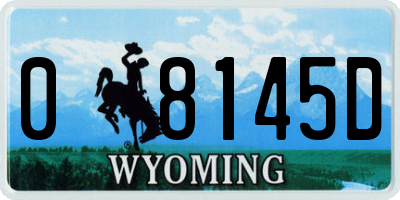 WY license plate 08145D