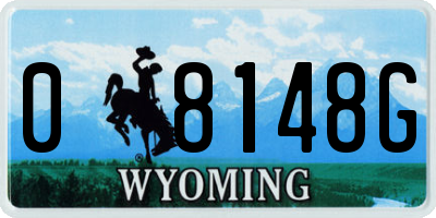 WY license plate 08148G