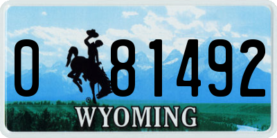 WY license plate 081492