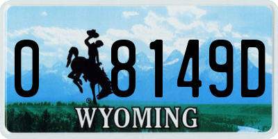 WY license plate 08149D