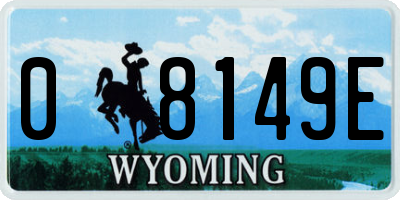 WY license plate 08149E