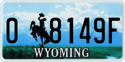 WY license plate 08149F