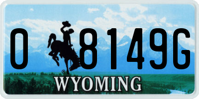 WY license plate 08149G