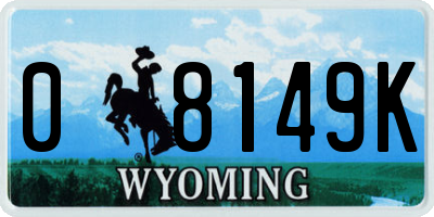 WY license plate 08149K