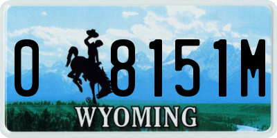 WY license plate 08151M