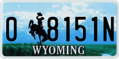 WY license plate 08151N