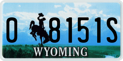 WY license plate 08151S