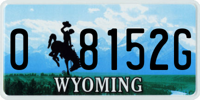 WY license plate 08152G