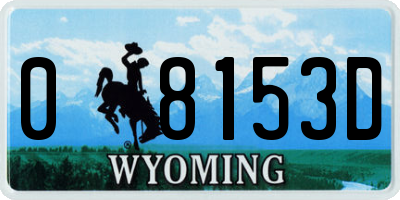 WY license plate 08153D