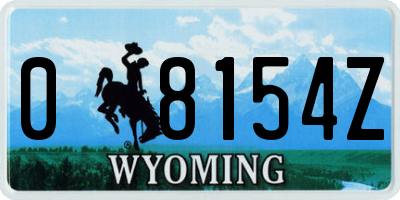 WY license plate 08154Z
