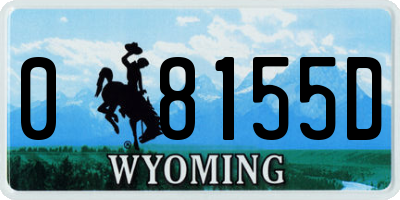 WY license plate 08155D