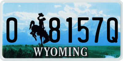 WY license plate 08157Q