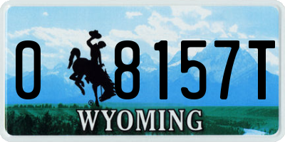 WY license plate 08157T