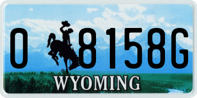 WY license plate 08158G